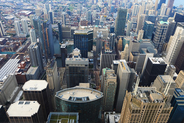 Fototapeta na wymiar Aerial view in Chicago, Illinois