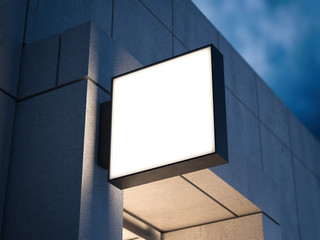 Obraz premium Square signboard on the concrete building. 3d rendering