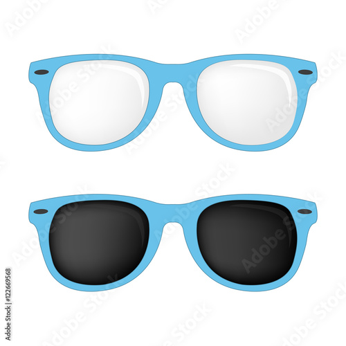 "baby blue color hipster glasses and sunglasses vector set" Stock image