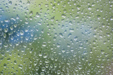 Rainy drops on window glass