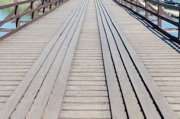 Old wood bridge point of view
