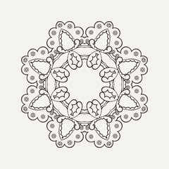 Vector mandala. Mehndi lace tattoo. Oriental weave.