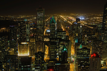 Chicago city center view at night