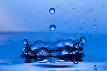 Drops, sprays, splashes of water on a colorful background