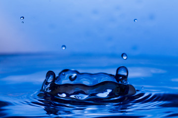 Drops, sprays, splashes of water on a colorful background