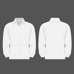 white color fleece outdoor jacket isolated vector front and back for promotion advertising