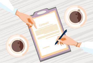 Contract Sign Up Paper Document Business People Agreement Pen Signature
