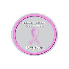 Breast Cancer Month - October. Pink ribbon cancer. Mammary cancer. Baner. Vector illustration on isolated background