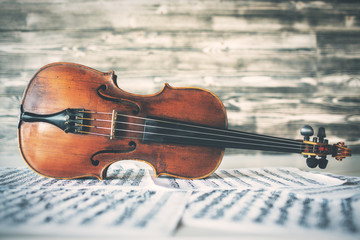 Violin on music sheets