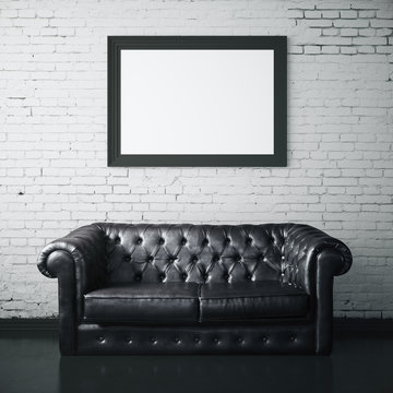 Leather Couch And Picture Frame