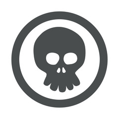 Fototapeta premium Icono plano caricatura de calavera frontal en circulo color gris