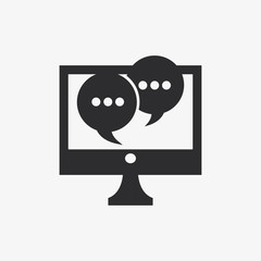 flat design computer and chat bubbles icon vector illustration 