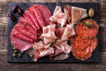 Traditional spanish tapas or italian antipasti