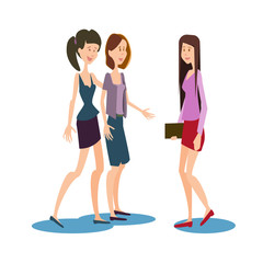 Obraz premium Young Girls Student Group Chatting University Friends Communication