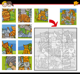 jigsaw puzzle activity with cats