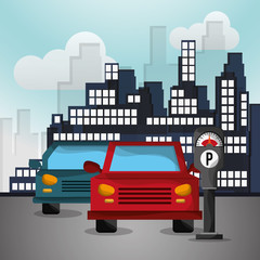 car with city background image vector illustration design 