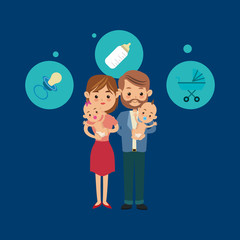 flat design traditional family image vector illustration