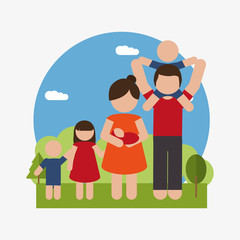 flat design traditional family image vector illustration
