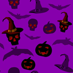 seamless pattern with halloween paraphernalia
