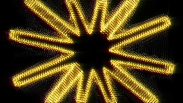 A 20 second loop of thin wire VU meters fanned out in a circle, rotating clockwise.