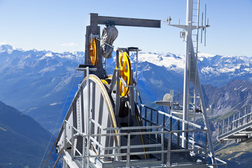 Fototapeta premium Detail of cable car gear . Courmayeur Valley