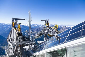 Printed kitchen splashbacks Mont Blanc cableway SKYWAY MONTE BIANCO on the Italian side of Mont Blanc,Start from Entreves to Punta Helbronner at 3466 mt,in Aosta Valley region of Italy.
