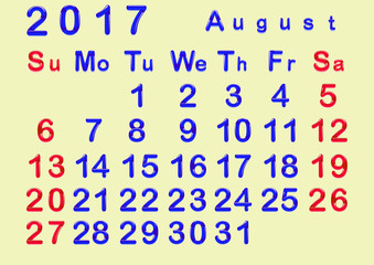 Календарь 2017 года со стеклянными числами