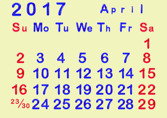 Календарь 2017 года со стеклянными числами