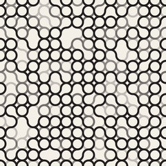 Vector Seamless Black and White Circles Irregular Grid Pattern.