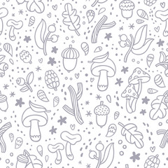 Autumn doodles outlined pattern
