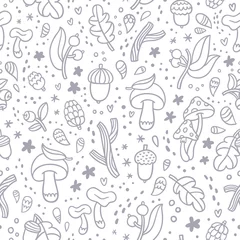 Gordijnen Autumn doodles outlined pattern © Stolenpencil