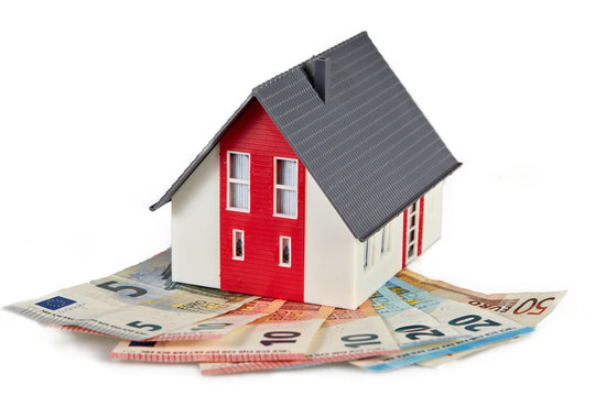 Money Euro Banknotes And Figurine House