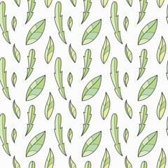 Doodle seamless pattern with various doodle leaves.