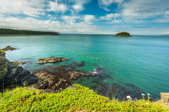 Beautiful Scenery Of The Sea Coast. Deception Pass Headlands Trail, Anacortes Island