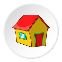 House with one window icon in cartoon style isolated on white circle background. Building symbol vector illustration