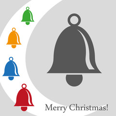  Christmas bell. Сolorful christmas icon isolated on a gray background