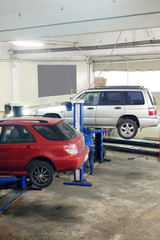 Interior of a car repair garage