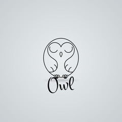 Lined owl logo or emblem. Vector illustration in line style