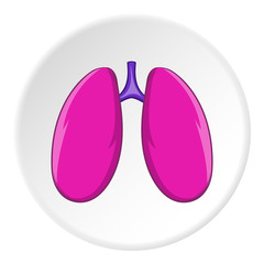 Lungs icon in cartoon style isolated on white circle background. Human organs symbol vector illustration