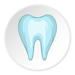 Tooth icon in cartoon style isolated on white circle background. Dentistry symbol vector illustration
