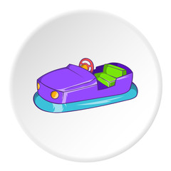 Children bumper machine icon in cartoon style isolated on white circle background. Attraction symbol vector illustration