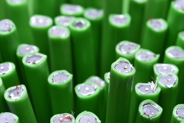 Group of coaxial cables closeup