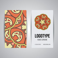 Set of vector design templates. Business card with floral ornament. Mandala style.