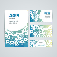 Set of vector design templates. Business card with floral circle ornament. Mandala style.