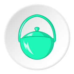 Bowler for food icon in cartoon style isolated on white circle background. Cooking symbol vector illustration