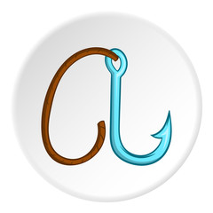 Hook on rope icon in cartoon style isolated on white circle background. Weapon symbol vector illustration