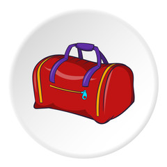 Bag icon in cartoon style isolated on white circle background. Baggage symbol vector illustration