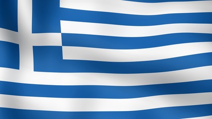 Flag of Greece, fluttering in the wind. 3D rendering.