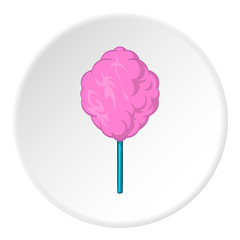 Cotton candy icon in cartoon style isolated on white circle background. Sweets symbol vector illustration