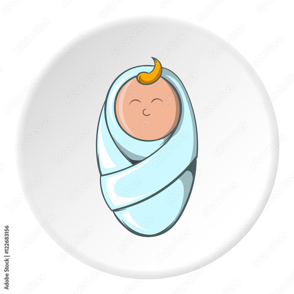 Sticker baby icon in cartoon style isolated on white circle background. children symbol vector illustration - Stickers
